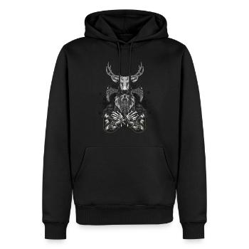 Viking Hirsch - Männer Premium Bio Hoodie - Schwarz - Vorne - Nico (187cm)