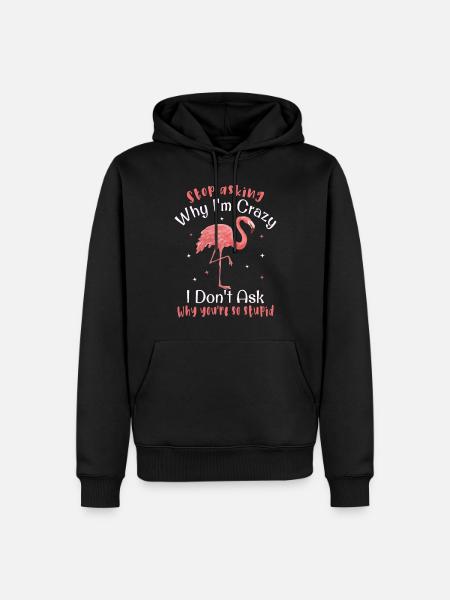 Stop asking why I'm crazy Funny flamingo - Men’s Premium Organic Hoodie - black