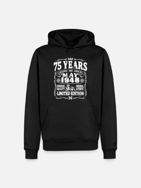 75 años - Nacido en mayo de 1948 - Herre Premium økologisk hoodie - sort