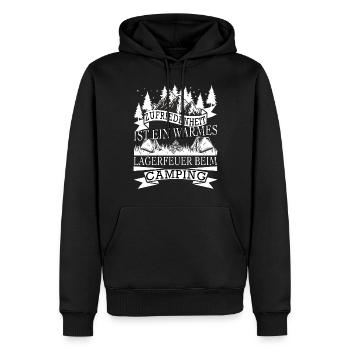 WARMES LAGERFEUER BEIM CAMPING - Campingplatz - Männer Premium Bio Hoodie - Schwarz - Vorne - Nico (187cm)