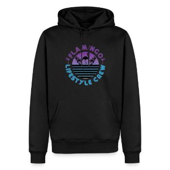 Flamingo Lifestyle Crew - Männer Premium Bio Hoodie - Schwarz - Vorne - Nico (187cm)