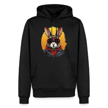Videur de ville lapin fantôme | Amoureux des lapins - Sweat à capuche Premium bio Homme - noir - Devant - Nico (187cm)