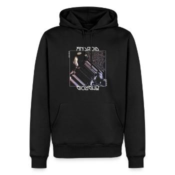 "Android" cyberpunk sci-fi graphic design - Men’s Premium Organic Hoodie - black - Front - Nico (187cm)