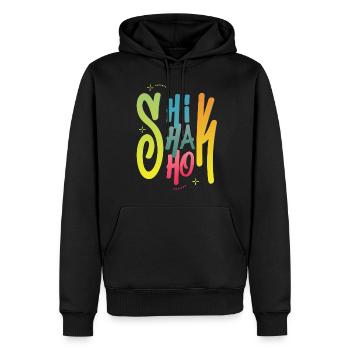 Shik Shak Shok lettres colorées dans le style graffiti - Sweat à capuche Premium bio Homme - noir - Devant - Nico (187cm)