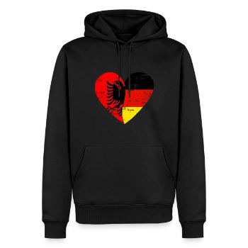 Albanie Allemagne Drapeau Cœur - Sweat à capuche Premium bio Homme - noir - Devant - Nico (187cm)
