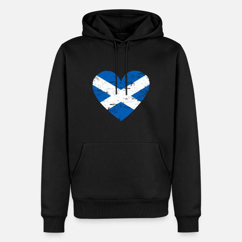 Écosse Flag Heart - Sweat à capuche Premium bio Homme - noir