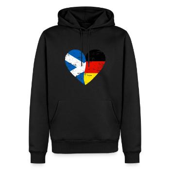 Ecosse Allemagne Flag Heart - Sweat à capuche Premium bio Homme - noir - Devant - Nico (187cm)