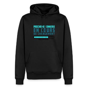 humour informatique, message informatique, bêtise - Sweat à capuche Premium bio Homme - noir - Devant - Nico (187cm)
