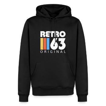 1963 Anniversaire Né En 1963 Rétro Vintage - Sweat à capuche Premium bio Homme - noir - Devant - Nico (187cm)