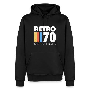 1970 Anniversaire Né En 1970 Rétro Vintage - Sweat à capuche Premium bio Homme - noir - Devant - Nico (187cm)