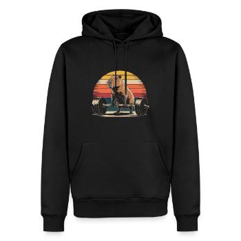 Capybara Kreuzheben - Männer Premium Bio Hoodie - Schwarz - Vorne - Nico (187cm)