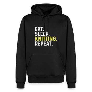 Eat Sleep Knitting Repeat - Men’s Premium Organic Hoodie - black - Front - Nico (187cm)
