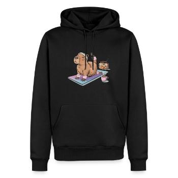 Lustiges Pilates Yoga Capybara - Männer Premium Bio Hoodie - Schwarz - Vorne - Nico (187cm)