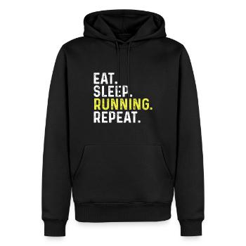 Manger le sommeil Répéter - Sweat à capuche Premium bio Homme - noir - Devant - Nico (187cm)