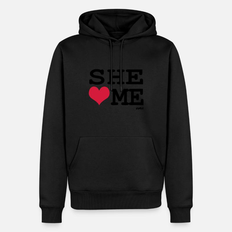 elle m'aime par wam - Sweat à capuche Premium bio Homme - noir