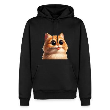 Katze mit riesigen Augen - Männer Premium Bio Hoodie - Schwarz - Vorne - Nico (187cm)