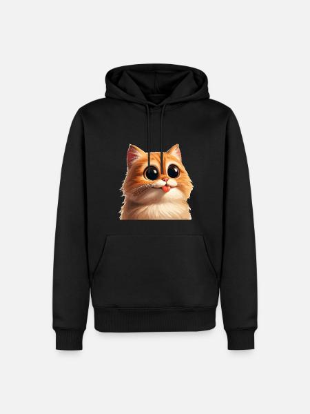Cat with huge eyes - Men’s Premium Organic Hoodie - black