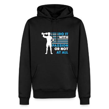 Musculation Musculation Fitness Renforcement musculaire - Sweat à capuche Premium bio Homme - noir - Devant - Nico (187cm)