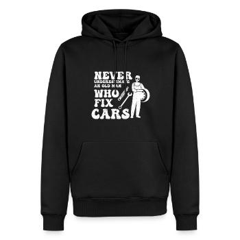 Mécanicien Voiture Tournevis Mécatronique Technicien Voiture - Sweat à capuche Premium bio Homme - noir - Devant - Nico (187cm)