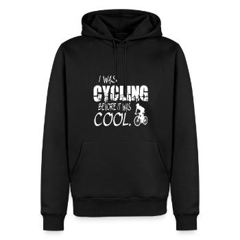 I WAS CYCLING BEVORE IT WAS COOL - Men’s Premium Organic Hoodie - black - Front - Nico (187cm)