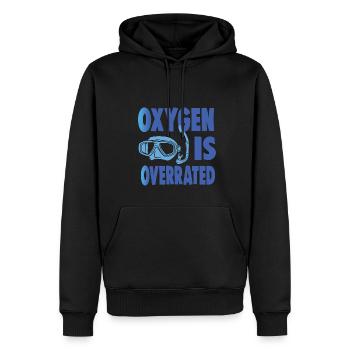 OXYGEN IS OVERRATED - Men’s Premium Organic Hoodie - black - Front - Nico (187cm)