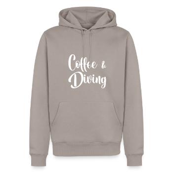 Plongée au café - Sweat à capuche Premium bio Homme - taupe - Devant - Nico (187cm)