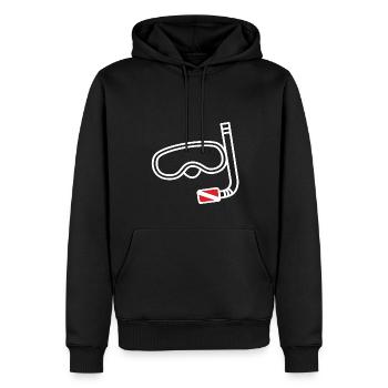 Scuba Diving Equipment and flagg - Men’s Premium Organic Hoodie - black - Front - Nico (187cm)