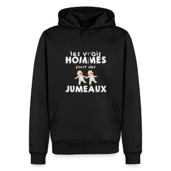 Les Vrais Hommes Font Des Jumeaux - Sweat à capuche Premium bio Homme - noir - Devant - Nico (187cm)
