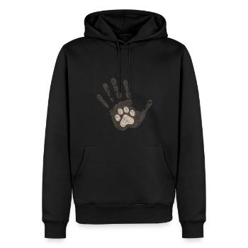 Patte de chat à la main - Sweat à capuche Premium bio Homme - noir - Devant - Nico (187cm)