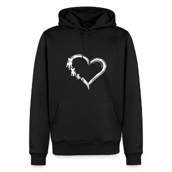 FRECHIE LOVER - Sweat à capuche Premium bio Homme - noir - Devant - Nico (187cm)