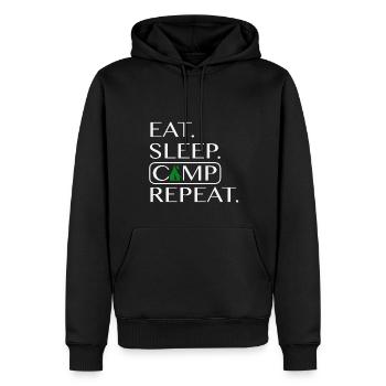 EAT SLEEP CAMP REPEAT - Männer Premium Bio Hoodie - Schwarz - Vorne - Nico (187cm)