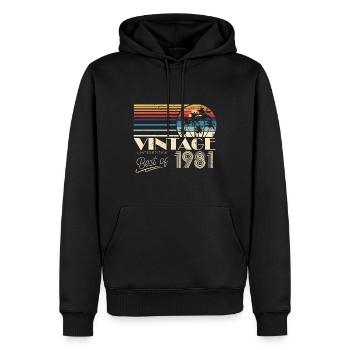 1981 Anniversaire Né En 1981 Rétro Vintage - Sweat à capuche Premium bio Homme - noir - Devant - Nico (187cm)