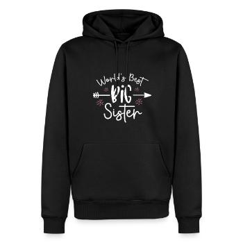 Sœur - World's best big sister, arrow - Sweat à capuche Premium bio Homme - noir - Devant - Nico (187cm)
