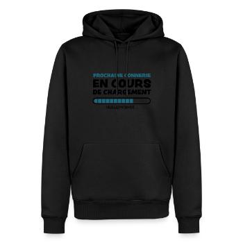 connerie en cours de chargement - Sweat à capuche Premium bio Homme - noir - Devant - Nico (187cm)