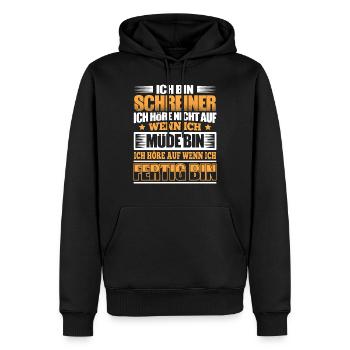 SCHREINER - Der Fertigsteller - Männer Premium Bio Hoodie - Schwarz - Vorne - Nico (187cm)