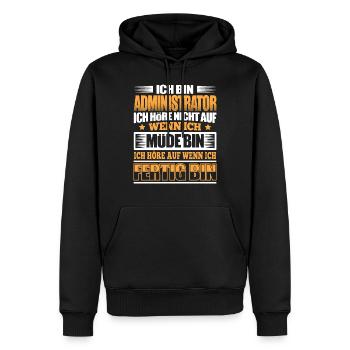 ADMINISTRATOR - Der Fertigsteller - Männer Premium Bio Hoodie - Schwarz - Vorne - Nico (187cm)