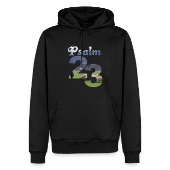 Psalm 23 Der Herr ist mein Hirte - Männer Premium Bio Hoodie - Schwarz - Vorne - Nico (187cm)