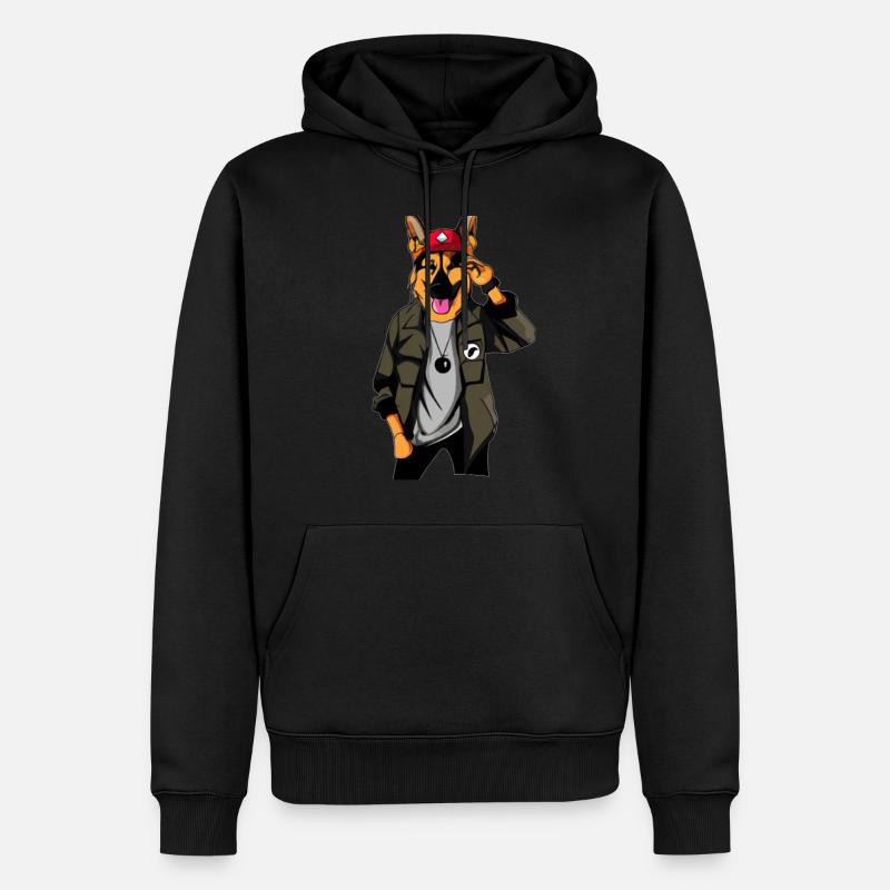 Hund cool mit Cap - Männer Premium Bio Hoodie - Schwarz