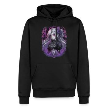 Fille d’anime gothique - Sweat à capuche Premium bio Homme - noir - Devant - Nico (187cm)
