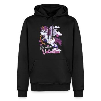Be my Valentine niedliches Amor Einhorn Geschenk - Männer Premium Bio Hoodie - Schwarz - Vorne - Nico (187cm)