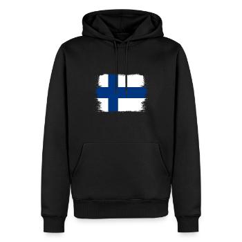 Finnland Flagge Suomi Finnische Fahne Used Look - Männer Premium Bio Hoodie - Schwarz - Vorne - Nico (187cm)