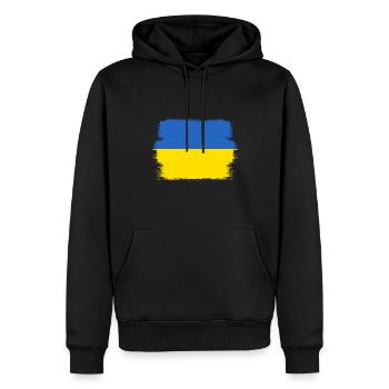 Ukraine Flag Vintage Ukrainian Flag Used Look - Sweat à capuche Premium bio Homme - noir - Devant - Nico (187cm)