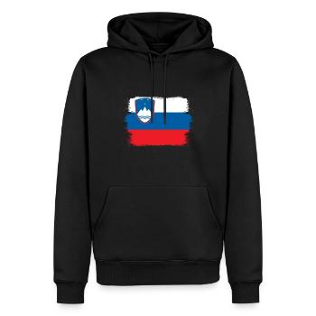 Drapeau de la Slovénie Balkans Drapeau slovène Vintage - Sweat à capuche Premium bio Homme - noir - Devant - Nico (187cm)