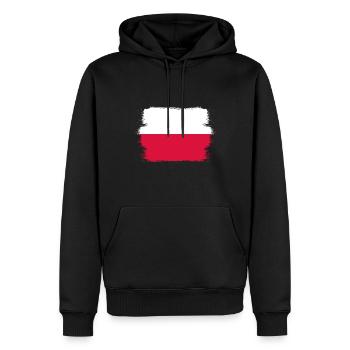 Pologne Drapeau utilisé Look Polska Drapeau polonais - Sweat à capuche Premium bio Homme - noir - Devant - Nico (187cm)