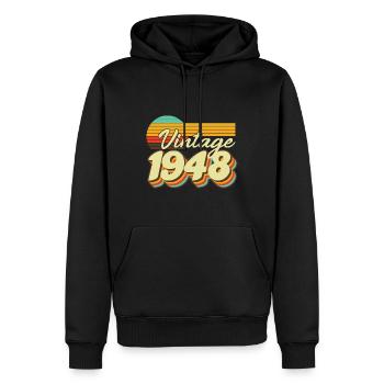 1948 Vintage Vintage anniversaire rétro cadeau - Sweat à capuche Premium bio Homme - noir - Devant - Nico (187cm)