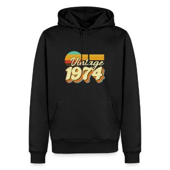 1974 Anniversaire Né En 1974 Rétro Vintage - Sweat à capuche Premium bio Homme - noir - Devant - Nico (187cm)