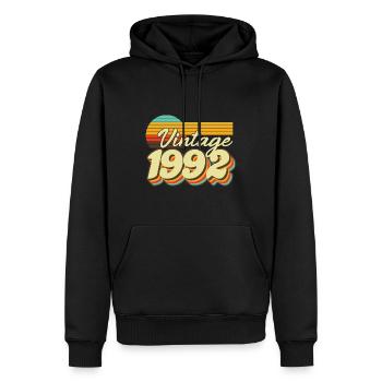 1992 Vintage anniversaire rétro Vintage cadeau - Sweat à capuche Premium bio Homme - noir - Devant - Nico (187cm)