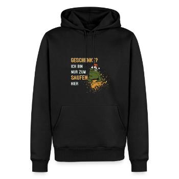 Geschenke? Ich bin nur zum Saufen hier - Männer Premium Bio Hoodie - Schwarz - Vorne - Nico (187cm)