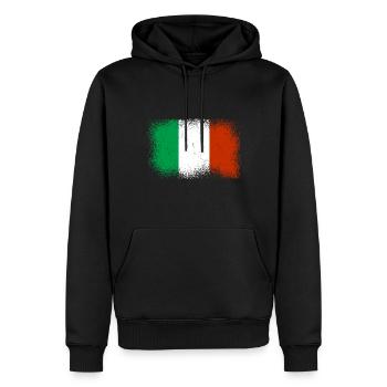 Italie Drapeau Vintage Drapeau italien Utilisé Look - Sweat à capuche Premium bio Homme - noir - Devant - Nico (187cm)