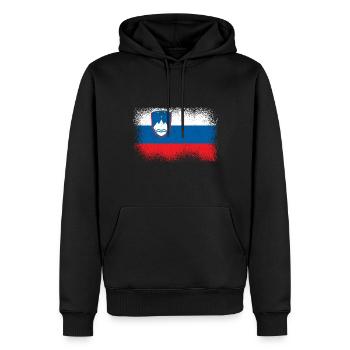 Drapeau de la Slovénie Balkans Drapeau slovène Vintage - Sweat à capuche Premium bio Homme - noir - Devant - Nico (187cm)